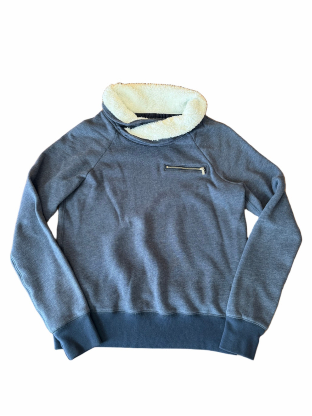 Abercrombie & Fitch Sweatshirt Size M Blue White Sherpa Collar